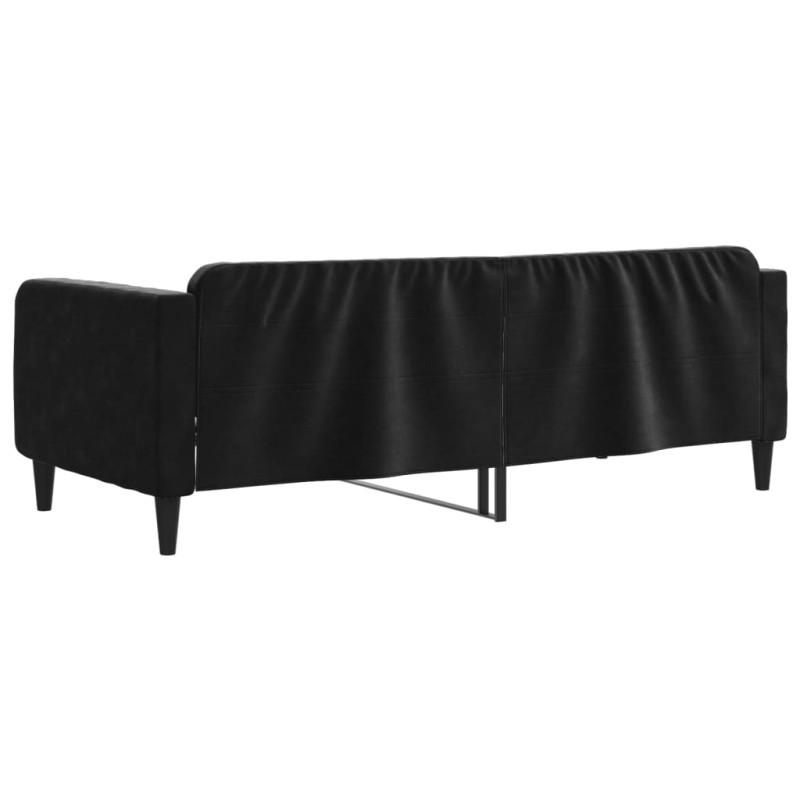 Sofa z funkcją spania, czarna, 100x200 cm, obita aksamitem