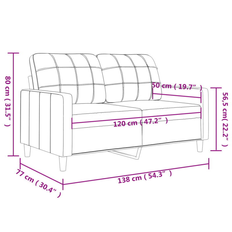2-osobowa sofa, kolor cappuccino, 120 cm, sztuczna skóra