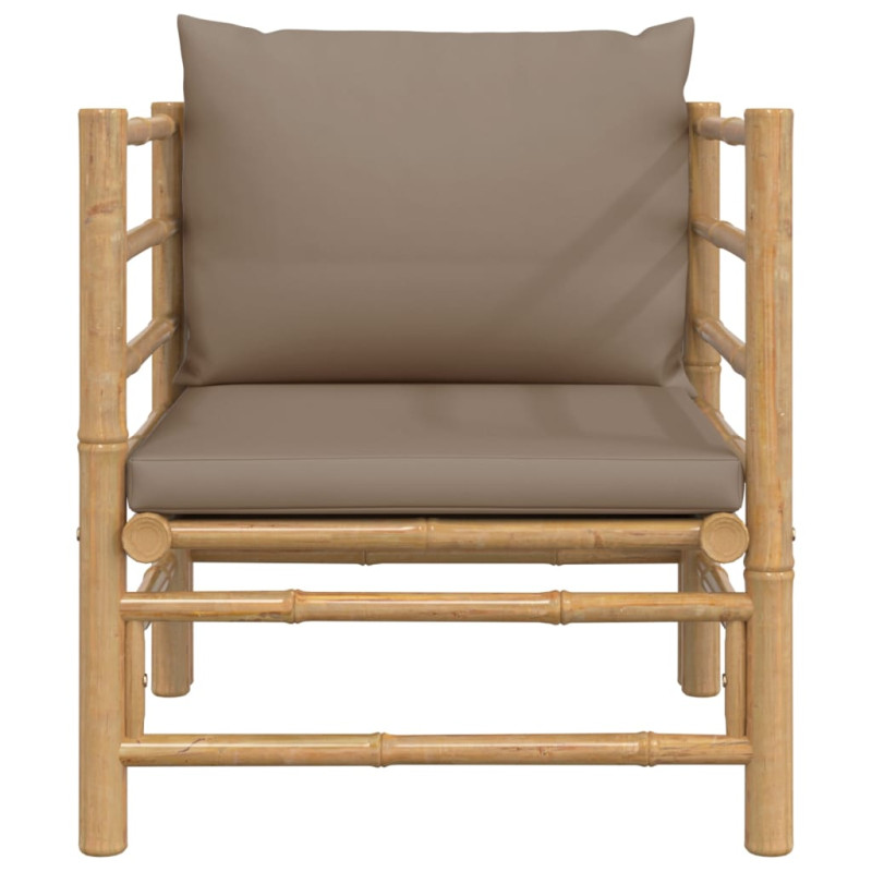 Sofa ogrodowa z poduszkami w kolorze taupe, bambusowa