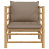 Sofa ogrodowa z poduszkami w kolorze taupe, bambusowa