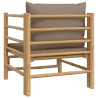 Sofa ogrodowa z poduszkami w kolorze taupe, bambusowa