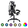 Fotel dla gracza z RGB LED, biało-czarny, sztuczna skóra