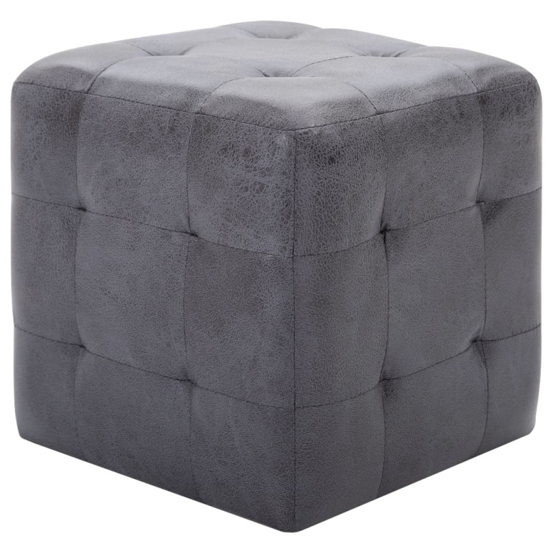 Stoliki nocne, 2 szt., szare, 30x30x30 cm, sztuczny zamsz