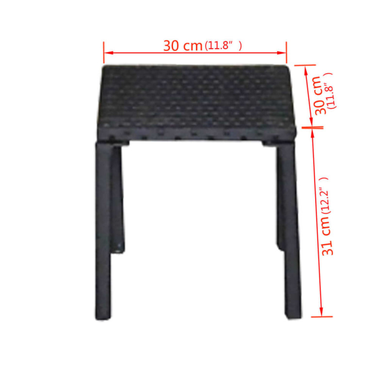 Leżaki ze stolikiem, rattan PE, czarne
