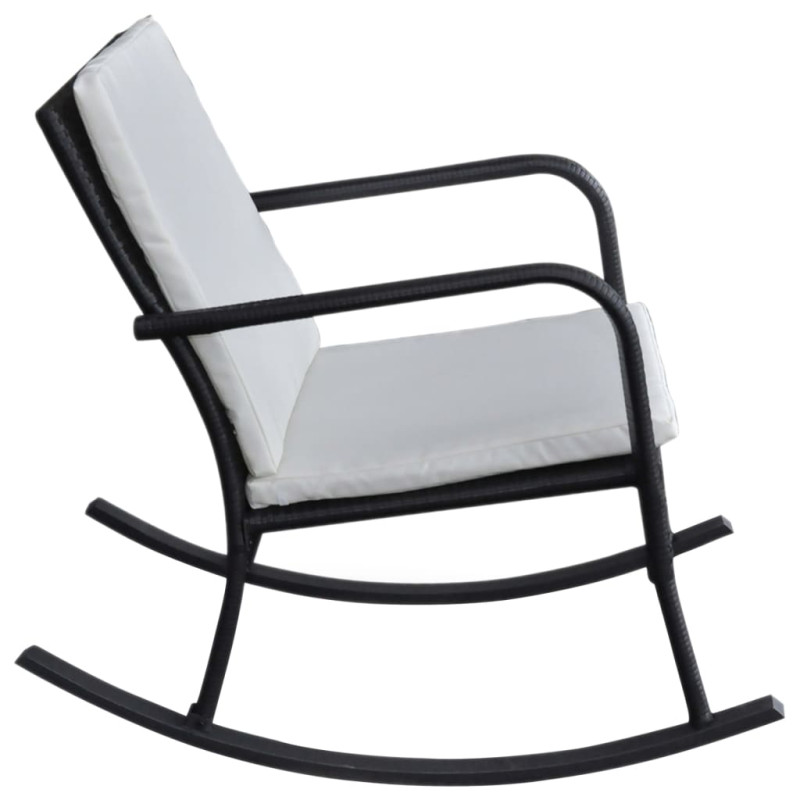 Ogrodowy fotel bujany, czarny, rattan PE