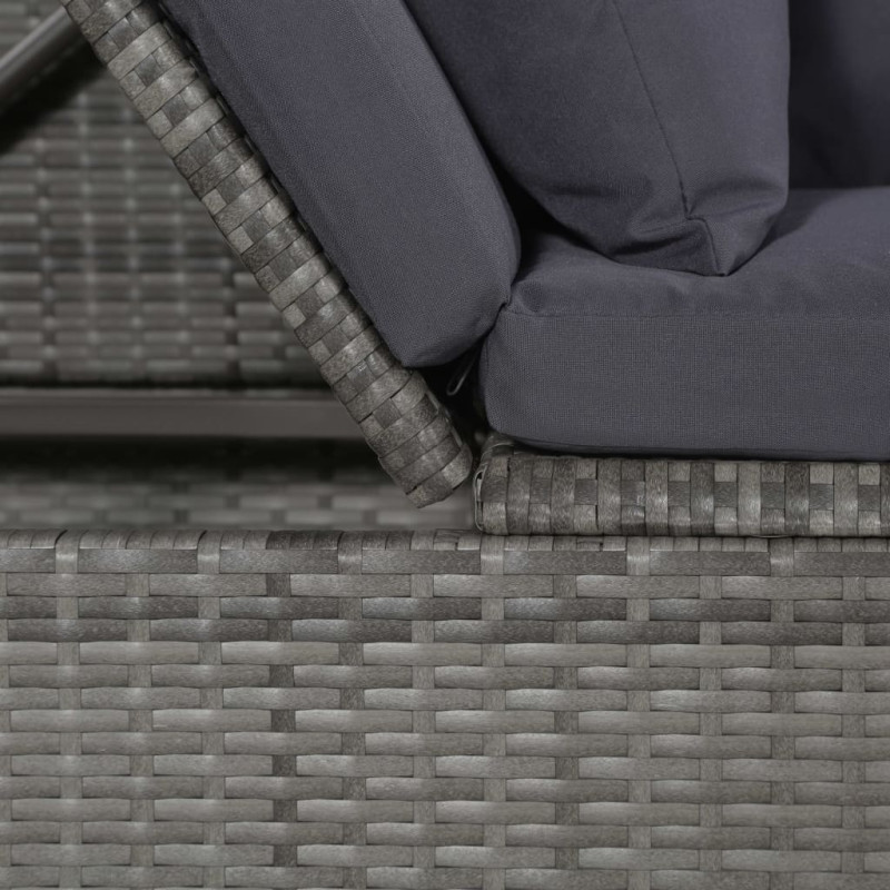 Leżanka ogrodowa, szara, 200 x 60 cm, rattan PE