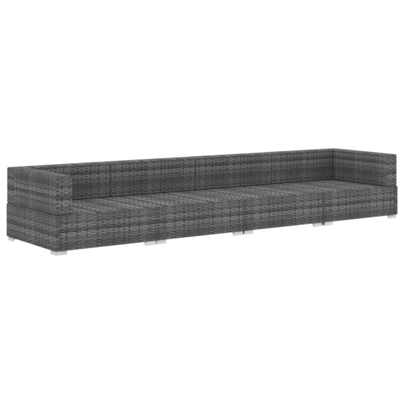 4-częściowa sofa do ogrodu, z poduszkami, polirattan, szara