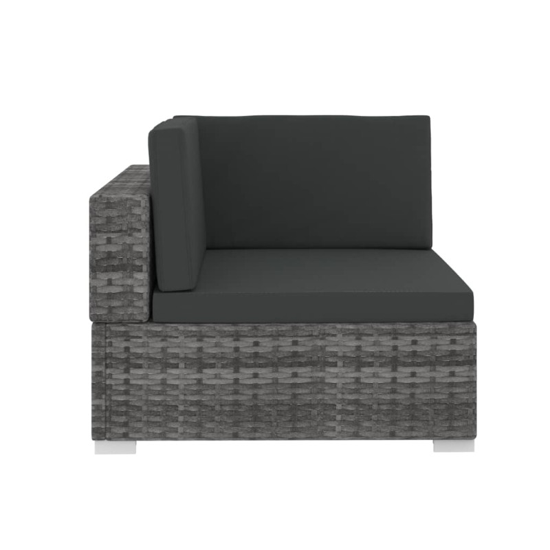 4-częściowa sofa do ogrodu, z poduszkami, polirattan, szara
