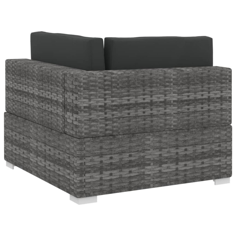 4-częściowa sofa do ogrodu, z poduszkami, polirattan, szara