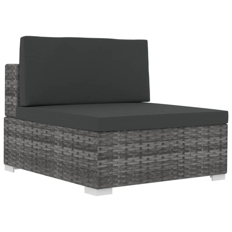4-częściowa sofa do ogrodu, z poduszkami, polirattan, szara