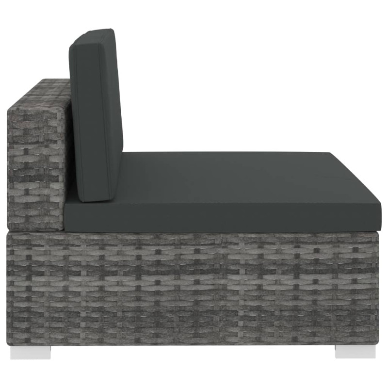 4-częściowa sofa do ogrodu, z poduszkami, polirattan, szara