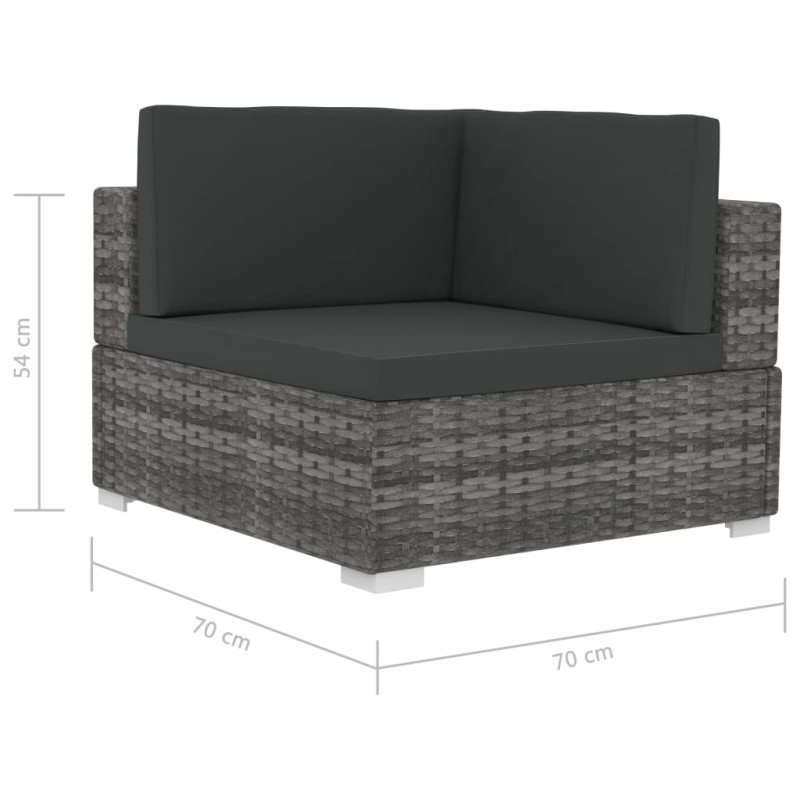 4-częściowa sofa do ogrodu, z poduszkami, polirattan, szara