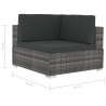 4-częściowa sofa do ogrodu, z poduszkami, polirattan, szara