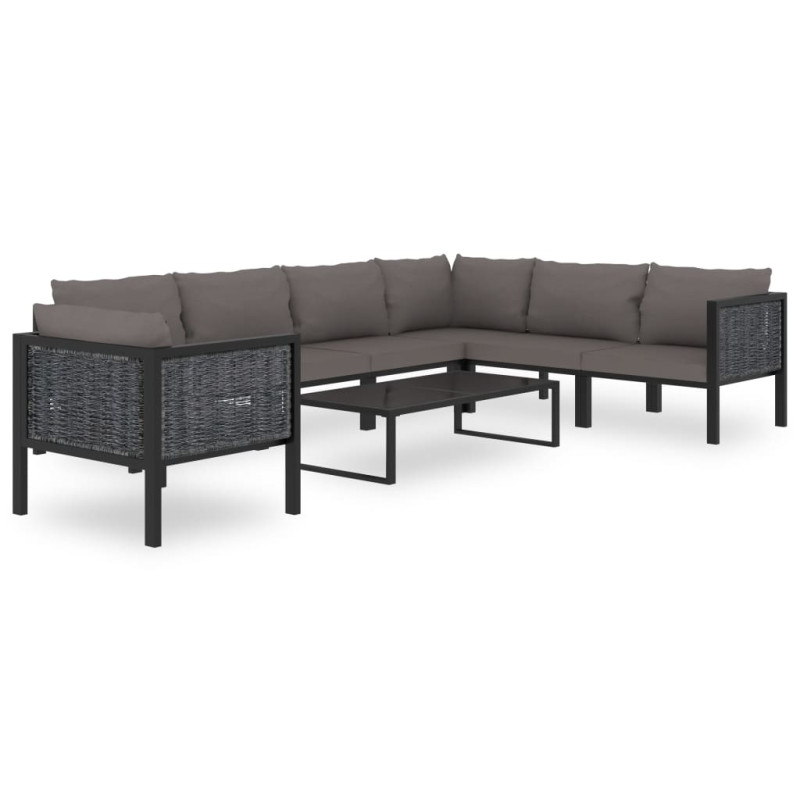 Segment sofy, środkowy, poduszki, rattan PE, antracyt