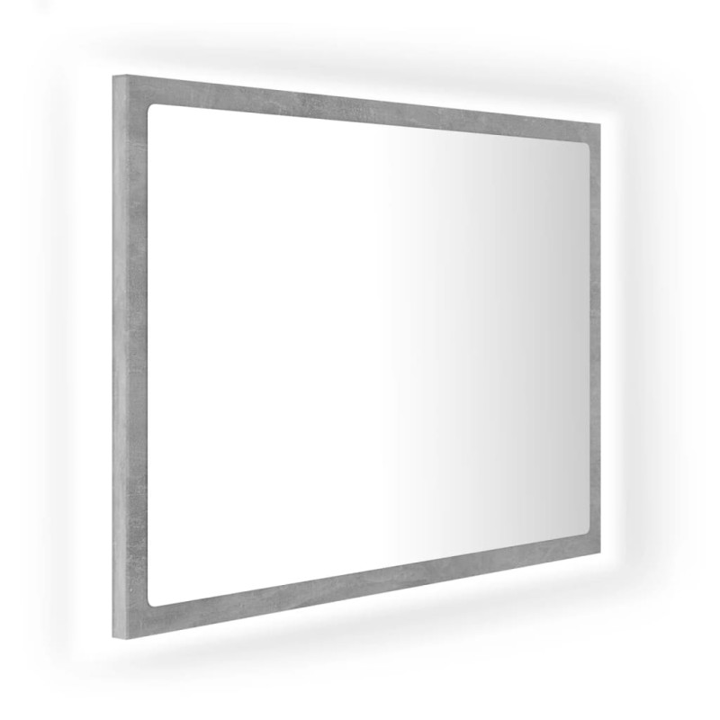 Lustro łazienkowe LED, szarość betonu, 60x8,5x37 cm, akryl