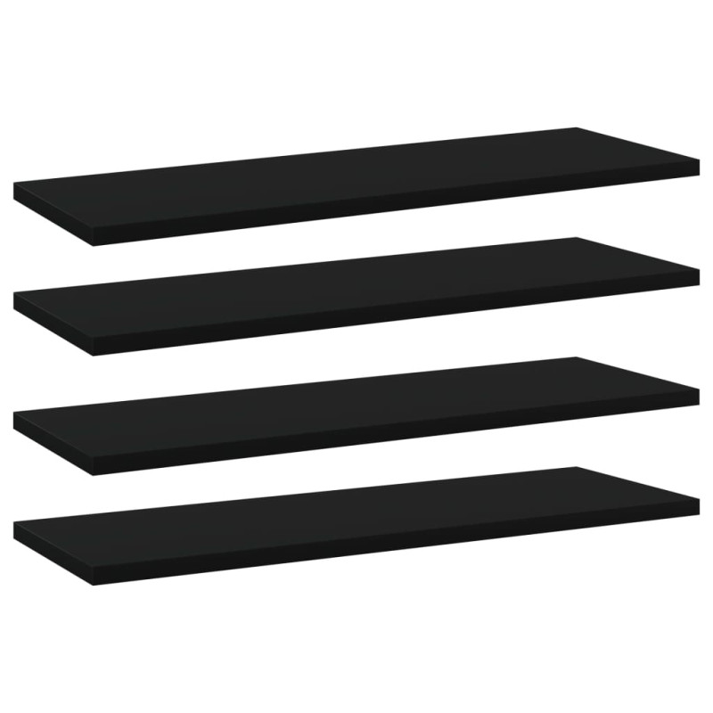 Półki na książki, 4 szt., czarne, 60x20x1,5 cm, płyta wiórowa