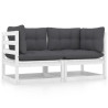 2-osobowa sofa ogrodowa z poduszkami, biała, drewno sosnowe