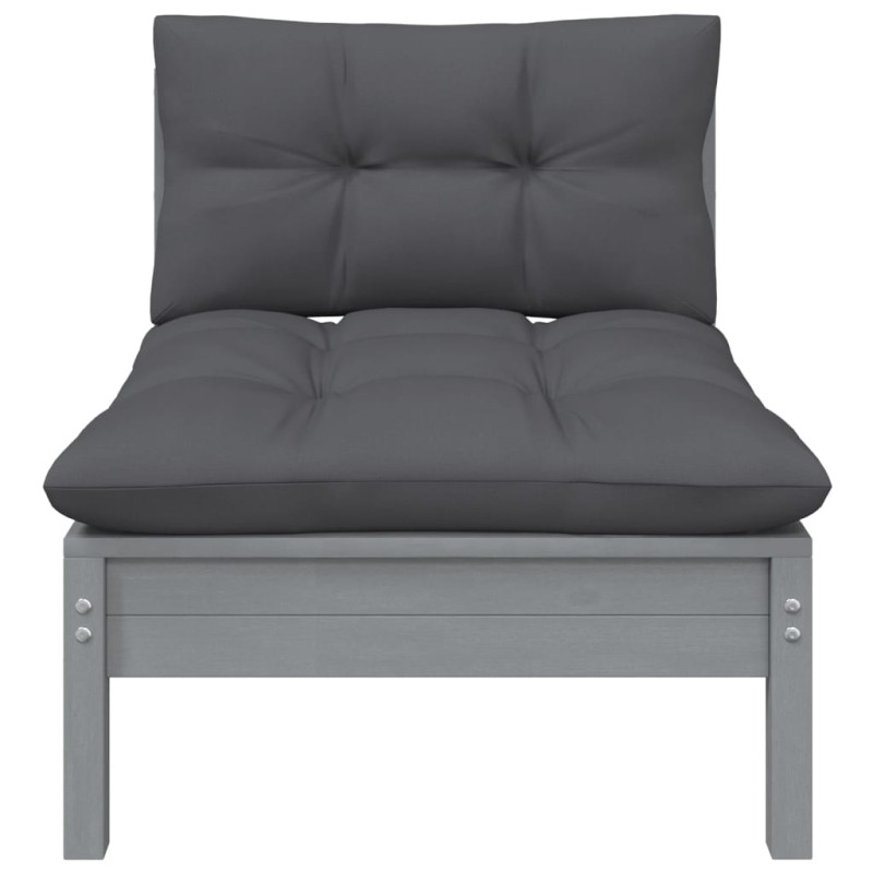 2-osobowa sofa ogrodowa z poduszkami, szara, drewno sosnowe