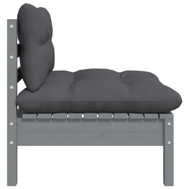 2-osobowa sofa ogrodowa z poduszkami, szara, drewno sosnowe