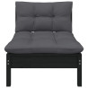 2-osobowa sofa ogrodowa z poduszkami, czarna, drewno sosnowe