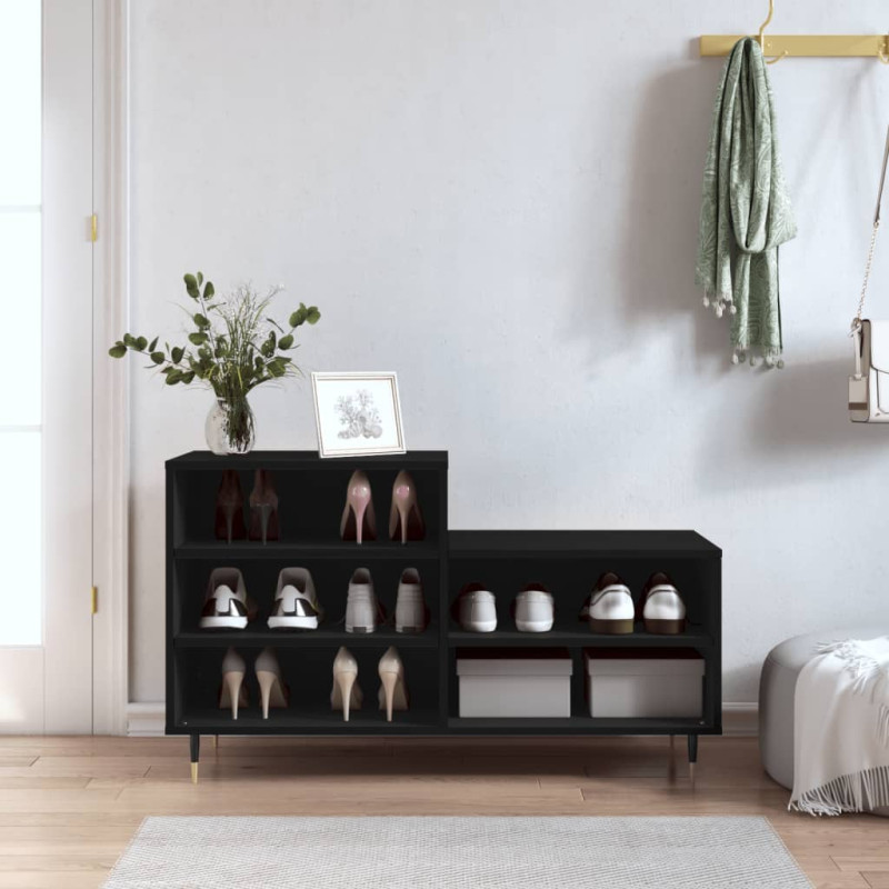 Szafka na buty, czarna, 102x36x60 cm, materiał drewnopochodny