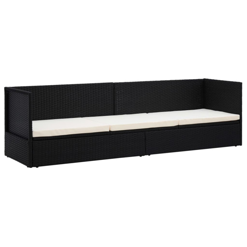 Sofa ogrodowa z poduszkami, polirattan, czarna