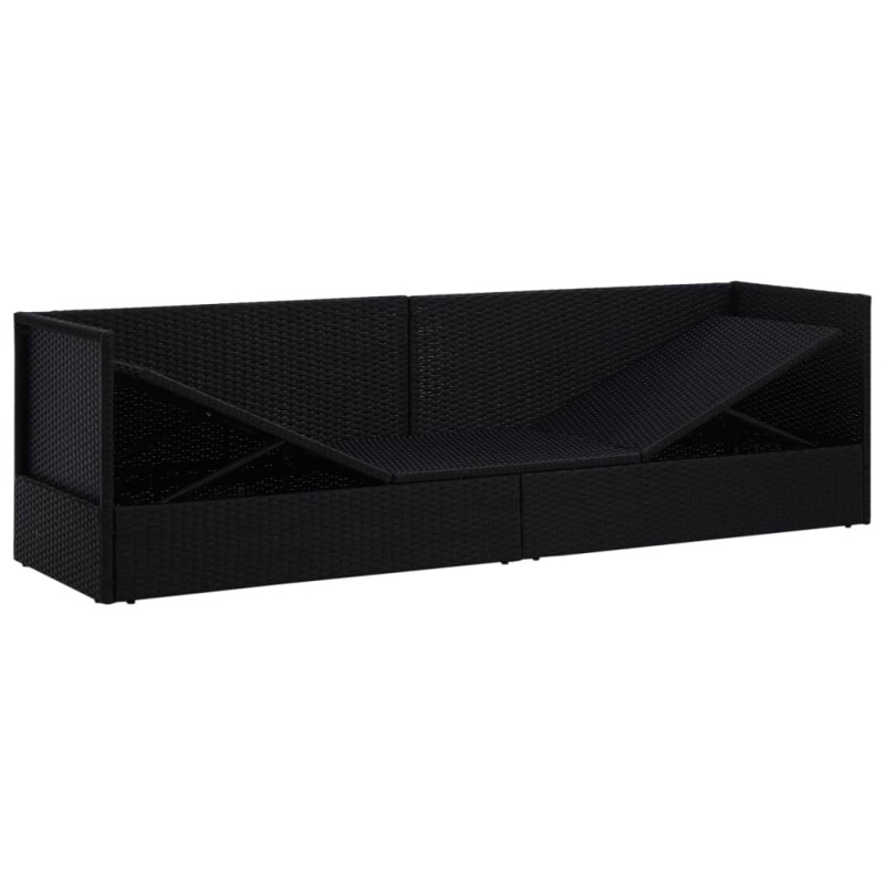 Sofa ogrodowa z poduszkami, polirattan, czarna