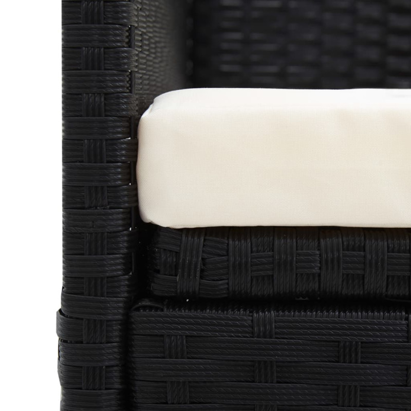 Sofa ogrodowa z poduszkami, polirattan, czarna
