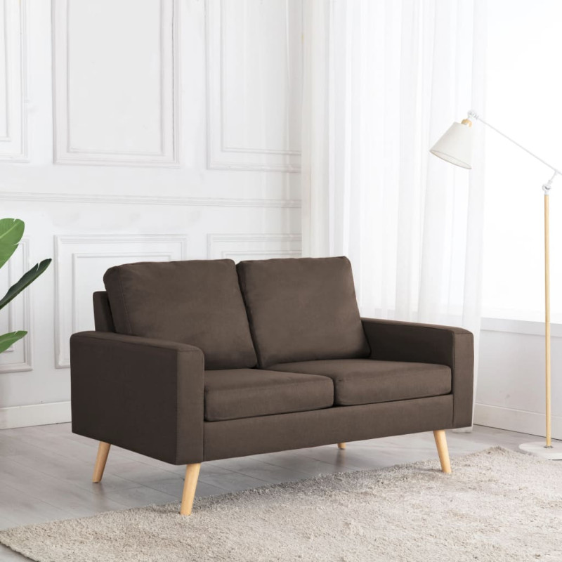 2-osobowa sofa, brązowa, tapicerowana tkaniną