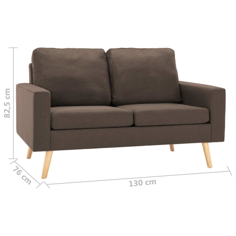 2-osobowa sofa, brązowa, tapicerowana tkaniną
