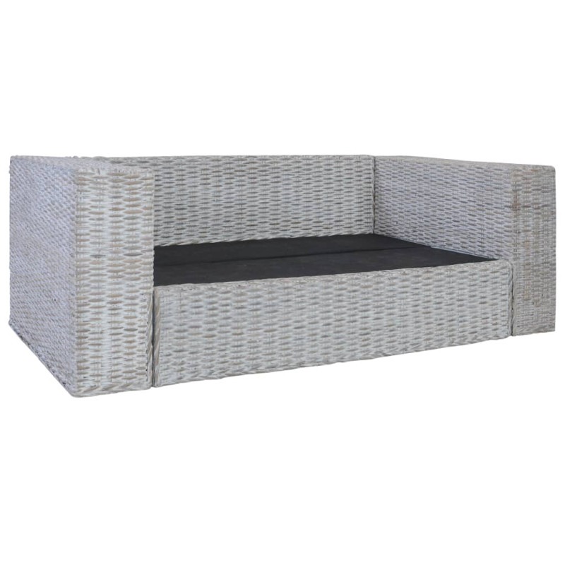 2-osobowa sofa z poduszkami, szara, naturalny rattan