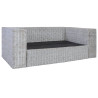 2-osobowa sofa z poduszkami, szara, naturalny rattan