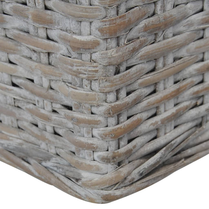2-osobowa sofa z poduszkami, szara, naturalny rattan