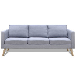 Sofa 3-osobowa, materiałowa, jasnoszara