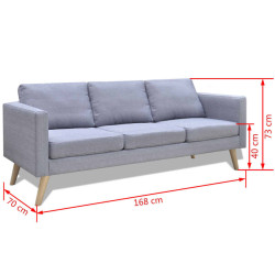 Sofa 3-osobowa, materiałowa, jasnoszara