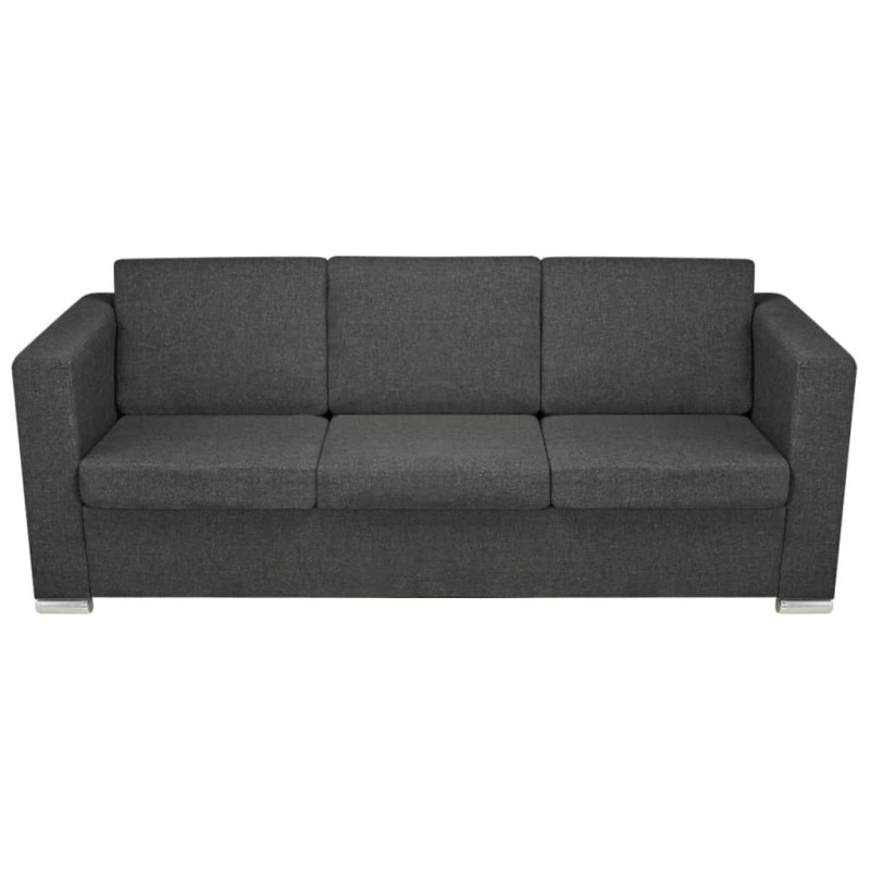3-osobowa sofa tapicerowana tkaniną, ciemnoszara