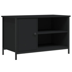 Szafka pod TV, czarna, 80x40x50 cm, materiał drewnopochodny