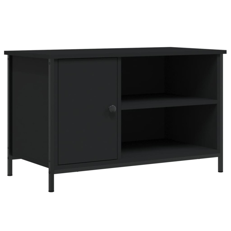 Szafka pod TV, czarna, 80x40x50 cm, materiał drewnopochodny