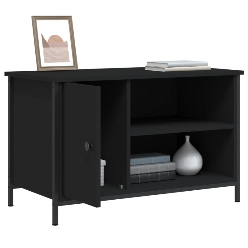 Szafka pod TV, czarna, 80x40x50 cm, materiał drewnopochodny