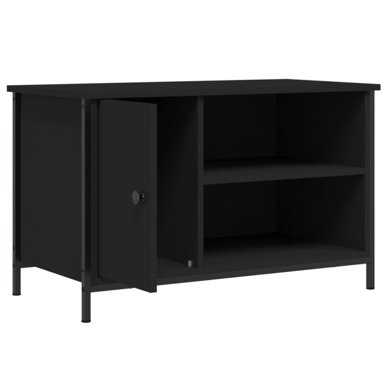 Szafka pod TV, czarna, 80x40x50 cm, materiał drewnopochodny