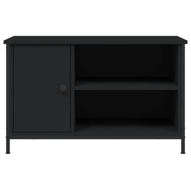 Szafka pod TV, czarna, 80x40x50 cm, materiał drewnopochodny