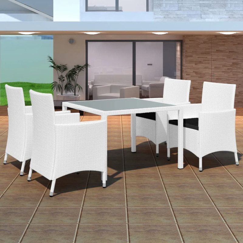5-cz. zestaw mebli ogrodowych, rattan PE, kremowa biel
