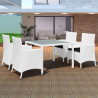 5-cz. zestaw mebli ogrodowych, rattan PE, kremowa biel