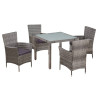 5-cz. zestaw mebli ogrodowych z poduszkami, rattan PE, szary