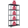 Regał magazynowy, czarny, 260 kg, 90x40x180 cm, plastikowy