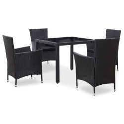 5-cz. zestaw mebli ogrodowych, rattan PE, czarny