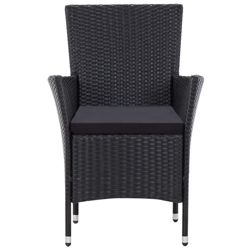 9-cz. zestaw mebli ogrodowych z poduszkami, rattan PE, czarny