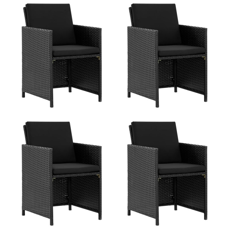 5-cz. zestaw mebli ogrodowych z poduszkami, rattan PE, czarny