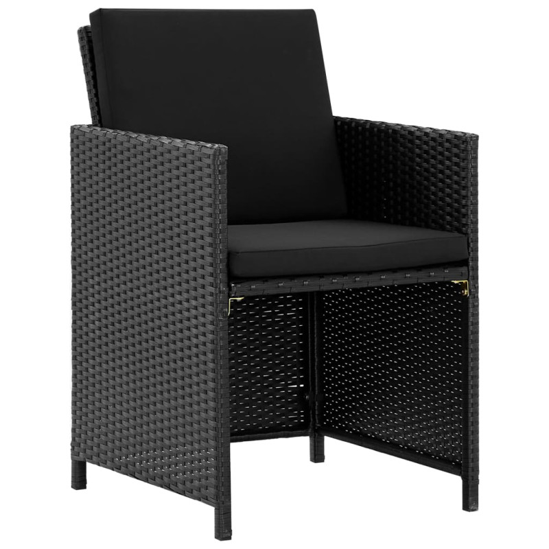 5-cz. zestaw mebli ogrodowych z poduszkami, rattan PE, czarny