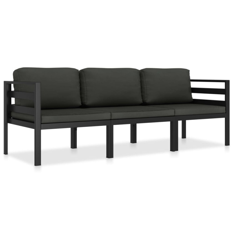 3-cz. zestaw wypoczynkowy, poduszki, aluminium, antracyt